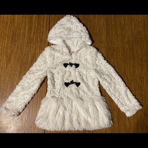 Little Lass White Fluffy Faux. Fur Jacket